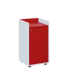 QN 2 - 4D skříň 1-dvéřová, nízká, pravá lamino - bílá/červená flamengo