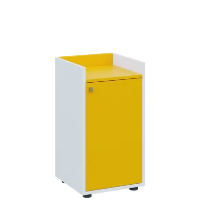 QN 2 - 4D skříň 1-dvéřová, nízká, pravá lamino - bílá/žlutá odio