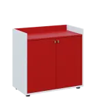 QN 2 - 8D skříň 2-dvéřová, nízká lamino - bílá/červená flamengo