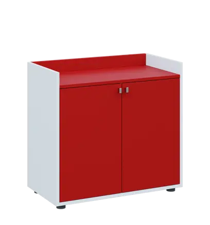 QN 2 - 8D skříň 2-dvéřová, nízká lamino - bílá/červená flamengo