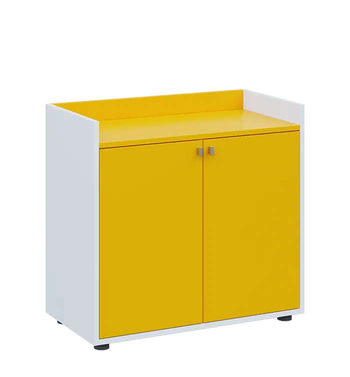 QN 2 - 8D skříň 2-dvéřová, nízká lamino - bílá/žlutá odio