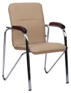 LAURA židle, koženka latte, područky ořech