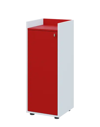 QN 3 - 4D skříň 1-dvéřová, střední, levá lamino - bílá/červená flamengo