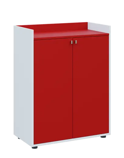 QN 3 - 8D skříň 2-dvéřová, střední lamino - bílá/červená flamengo