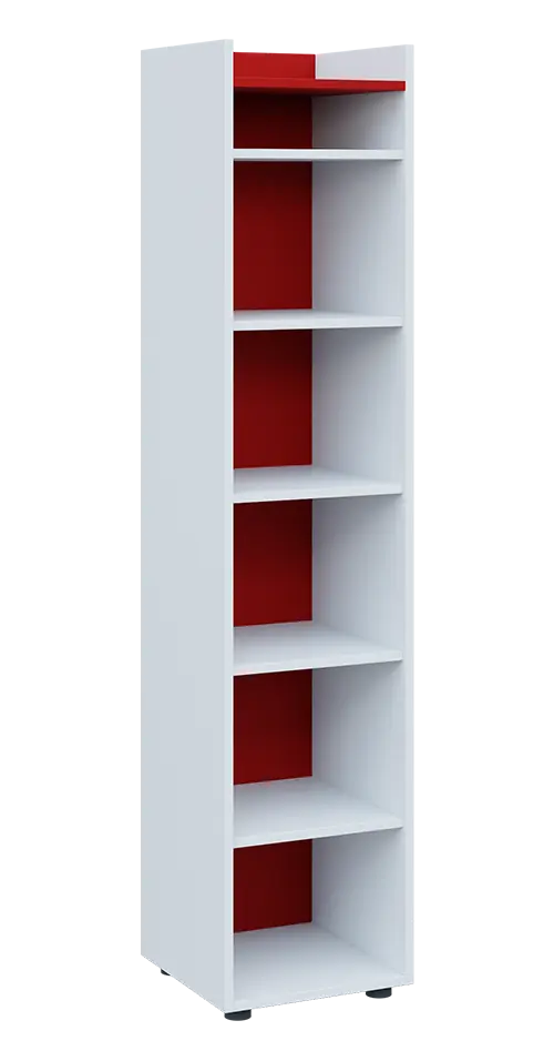 QN 5 - 4N skříň, nika, 1830x400x400, bílá/červená flamengo