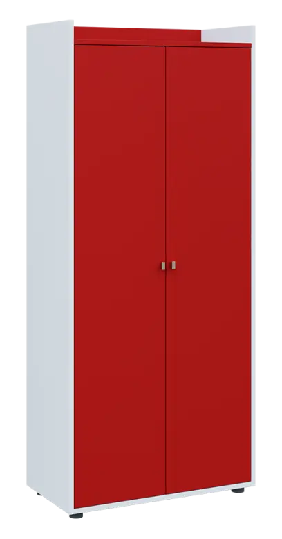 QN 5 - 8D skříň 2-dvéřová, vysoká lamino - bílá/červená flamengo