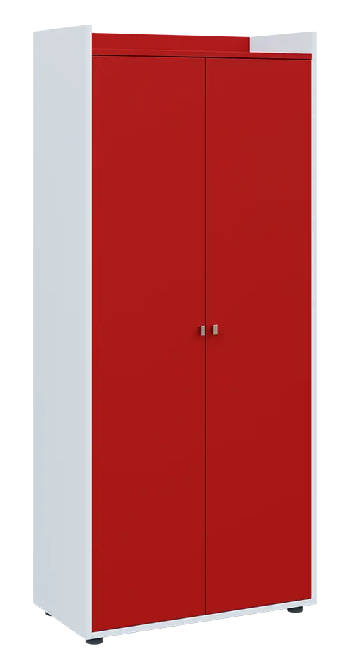 QN 5 - 8D skříň 2-dvéřová, vysoká lamino - bílá/červená flamengo