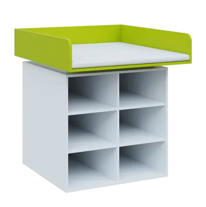 QPP - 100N přebalovací pult lamino - bílá/jarní zeleň, koženka bílá