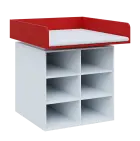 QPP - 100N přebalovací pult lamino - bílá/červená flamengo, koženka bílá