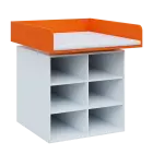 QPP - 100N přebalovací pult lamino - bílá/pomeranč, koženka bílá