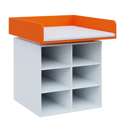 QPP - 100N přebalovací pult lamino - bílá/pomeranč, koženka bílá