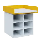 QPP - 100N přebalovací pult lamino - bílá/žlutá odio, koženka bílá