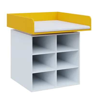 QPP - 100N přebalovací pult lamino - bílá/žlutá odio, koženka bílá