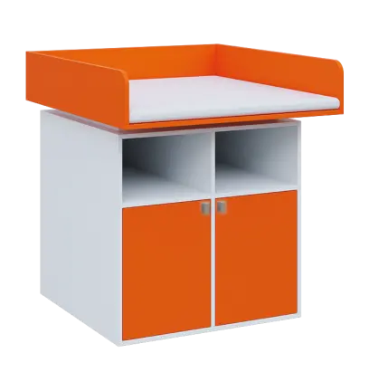 QPP - 100DN přebalovací pult, 1100x900x900, bílá/pomeranč, koženka bílá