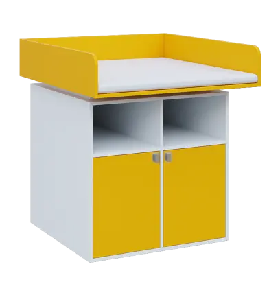 QPP - 100DN přebalovací pult, 1100x900x900, bílá/žlutá odio, koženka bílá