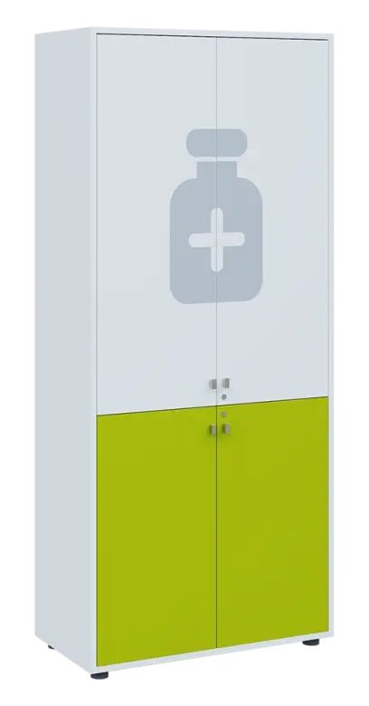 QLE 5 - 84D léková skříň lamino - bílá/jarní zeleň QLE 5 - 84D léková skříň lamino - bílá/jarní zeleň