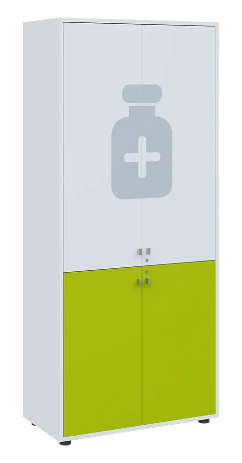 QLE 5 - 84D léková skříň lamino - bílá/jarní zeleň