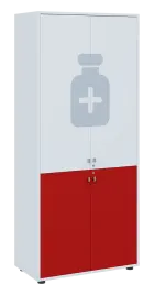 QLE 5 - 84D léková skříň lamino - bílá/červená flamengo