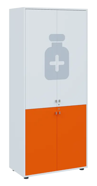 QLE 5 - 84D léková skříň lamino - bílá/pomeranč