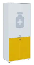 QLE 5 - 84D léková skříň lamino - bílá/žlutá odio