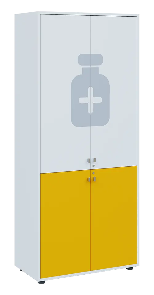 QLE 5 - 84D léková skříň lamino - bílá/žlutá odio