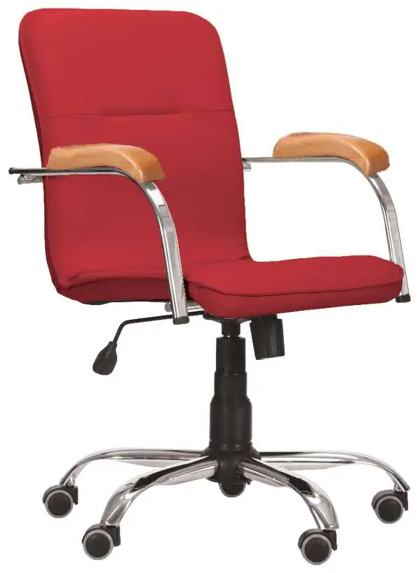 LUKA židle lékařská čalouněná, koženka červená, područky buk