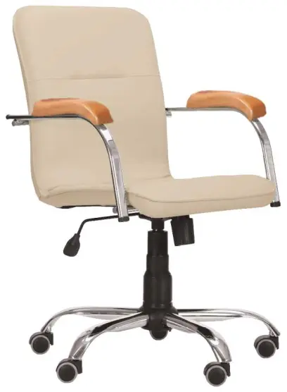 LUKA židle lékařská čalouněná, koženka krémová, područky buk