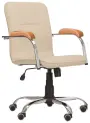 LUKA židle lékařská čalouněná, koženka krémová, područky buk