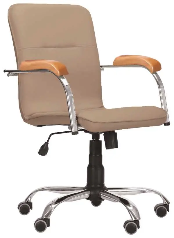 LUKA židle lékařská čalouněná, koženka latte, područky buk