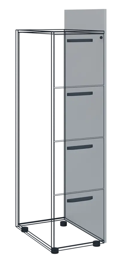 BOK P - bok ke kartotéce, pravý, 1630x600x18, šedá