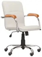 LUKA židle lékařská čalouněná, koženka smetanová, područky buk