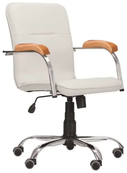 LUKA židle lékařská čalouněná, koženka smetanová, područky buk