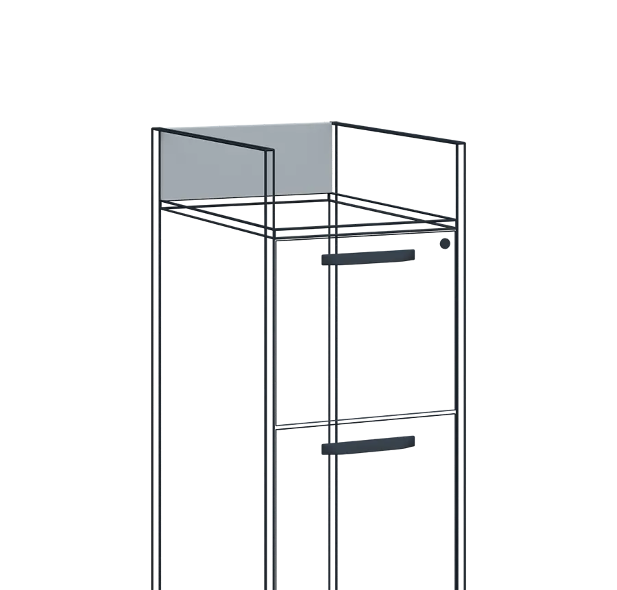 ZÁDA 1 - zadní díl mezi vyvýšené boky 1 ks kartotéky lamino - šedá