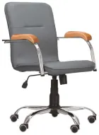 LUKA židle lékařská čalouněná, koženka šedá, područky buk