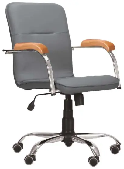 LUKA židle lékařská čalouněná, koženka šedá, područky buk