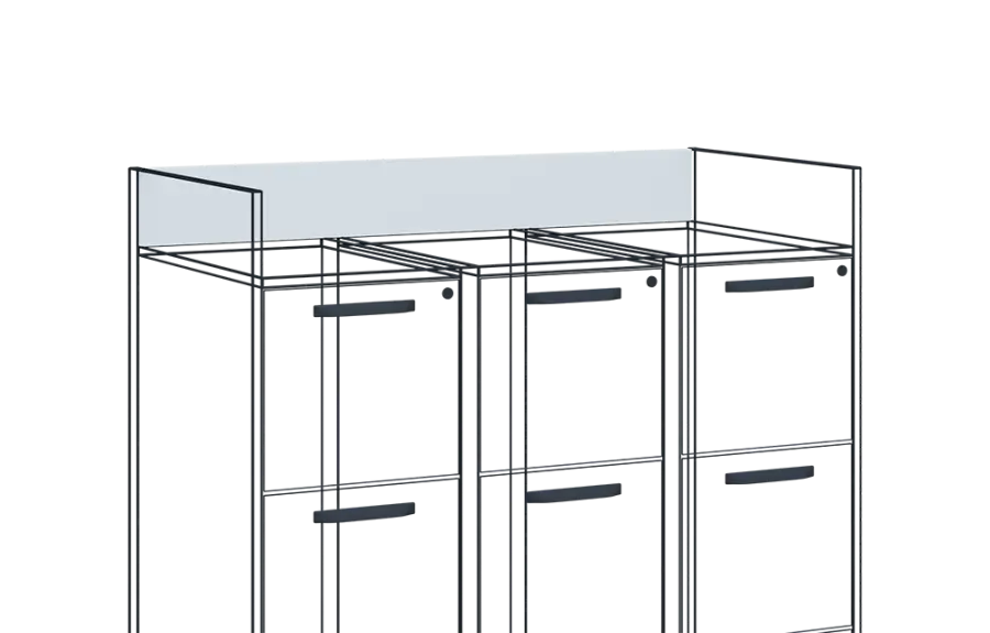 ZÁDA 3 - zadní díl mezi vyvýšené boky 3 ks kartoték lamino - bílá