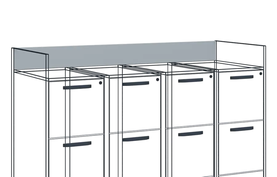 ZÁDA 4 - zadní díl mezi vyvýšené boky 4 ks kartoték lamino - šedá