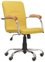LUKA židle lékařská čalouněná, koženka žlutá, područky buk