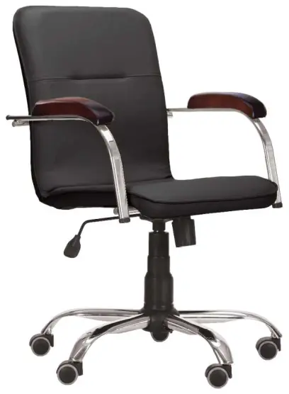 LUKA židle lékařská čalouněná, koženka černá, područky ořech