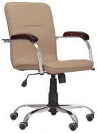 LUKA židle lékařská čalouněná, koženka latte, područky ořech