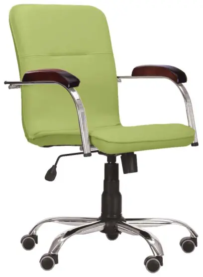 LUKA židle lékařská čalouněná, koženka zelinkavá, područky ořech