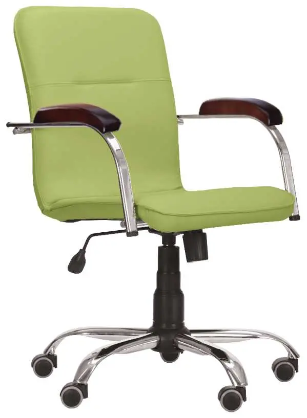 LUKA židle lékařská čalouněná, koženka zelinkavá, područky ořech