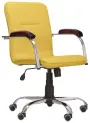 LUKA židle lékařská čalouněná, koženka žlutá, područky ořech