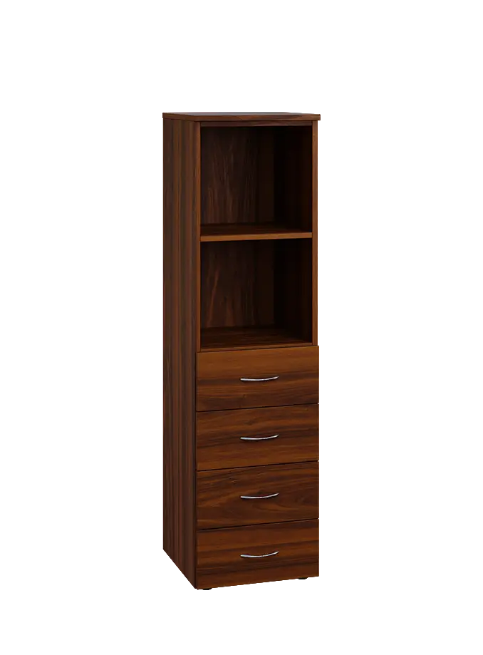 ENP 4 - 44ZN2 kancelářská skříň, 4-zásuvková/nika, 1450x400x400, ořech královský