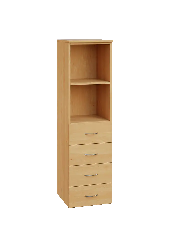 ENP 4 - 44ZN2 kancelářská skříň, 4-zásuvková/nika, 1450x400x400, javor horský