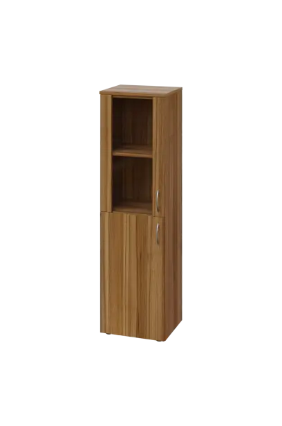 ENP 4 - 4DS kancelářská skříň, 1-dveřová/prosklená, levá, 1450x400x400, ořech světlý