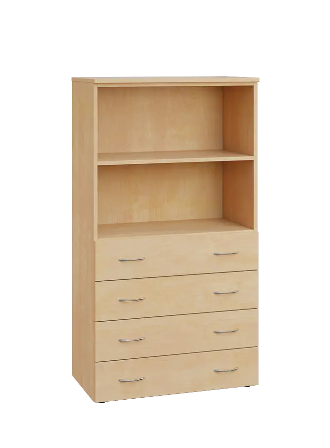 ENP 4 - 84ZN2 kancelářská skříň, 4-zásuvková/nika, 1450x800x400, bříza irská