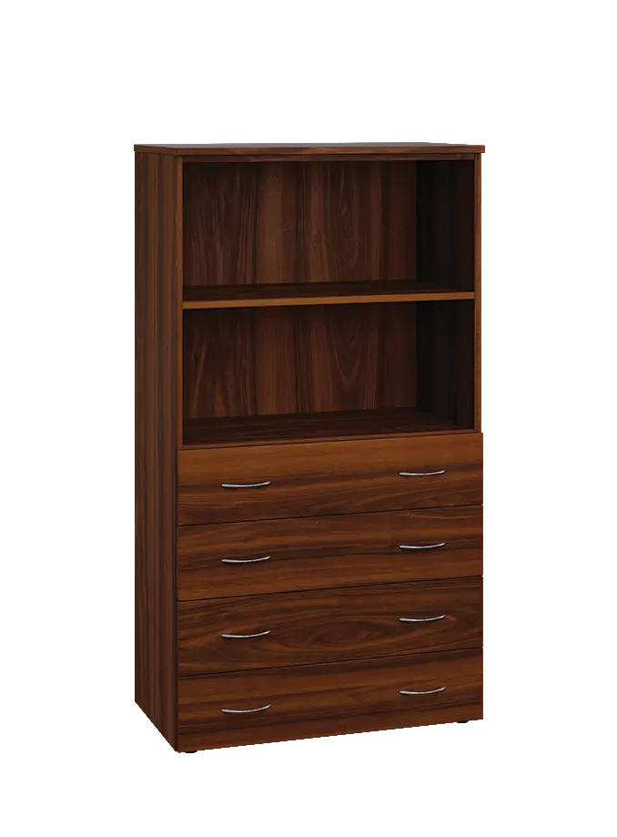 ENP 4 - 84ZN2 kancelářská skříň, 4-zásuvková/nika, 1450x800x400, ořech královský