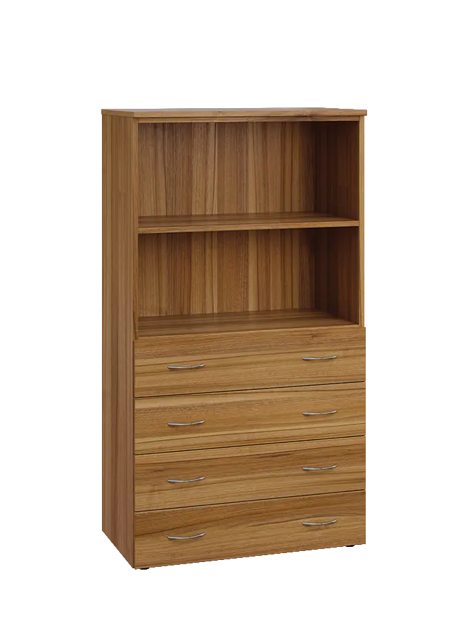 ENP 4 - 84ZN2 kancelářská skříň, 4-zásuvková/nika, 1450x800x400, ořech světlý