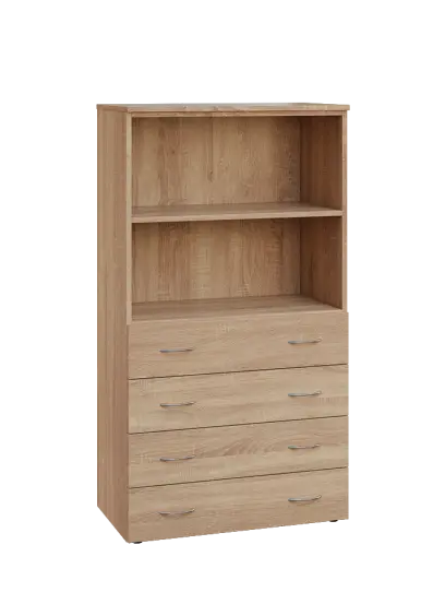 ENP 4 - 84ZN2 kancelářská skříň, 4-zásuvková/nika, 1450x800x400, dub bardolino